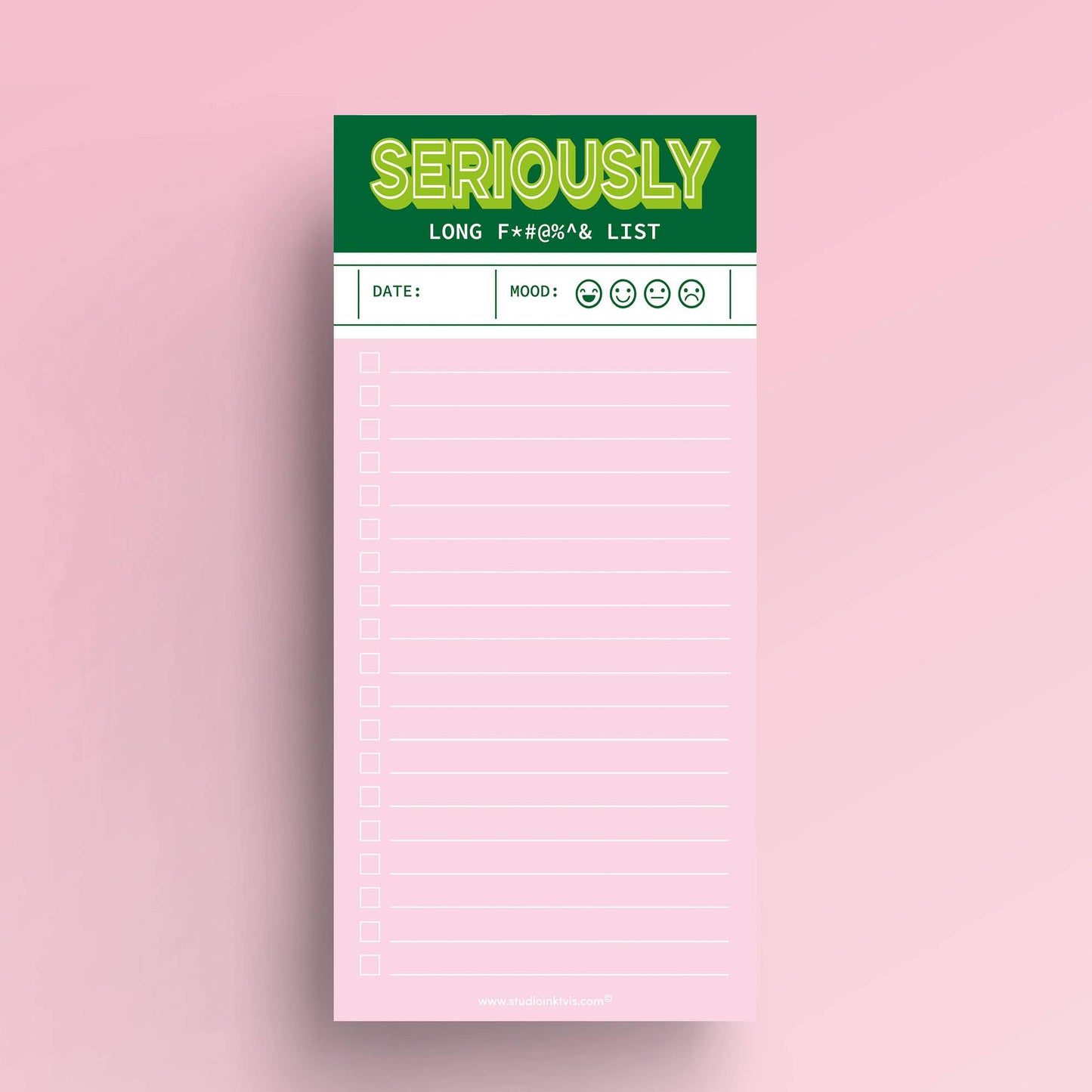 Seriously Long F*cking List Notepad – Sweary To-Do List for Overwhelmed Adults | 3.5" x 8.5" | 50 Sheets by Studio Inktvis