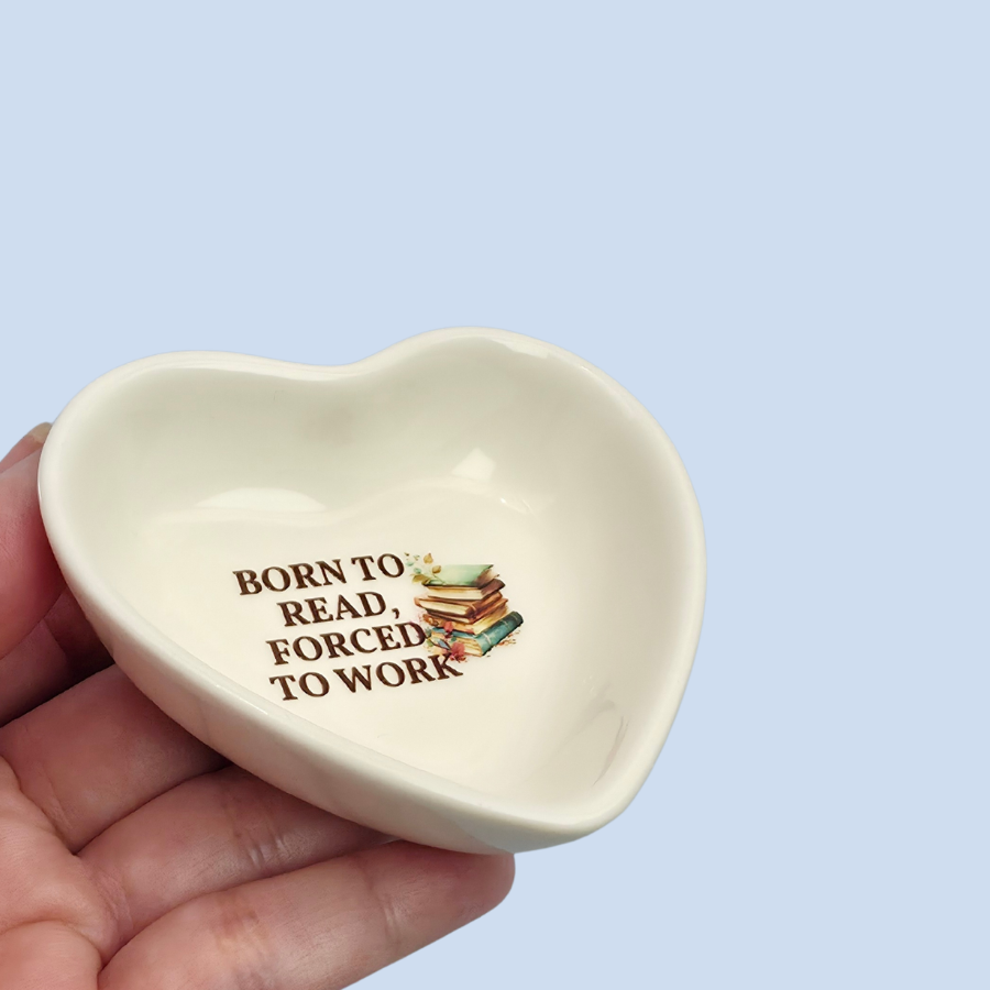 Book Lover Trinket Dish | Ceramic Jewelry & Ring Dish | Reading Gift Born To Read