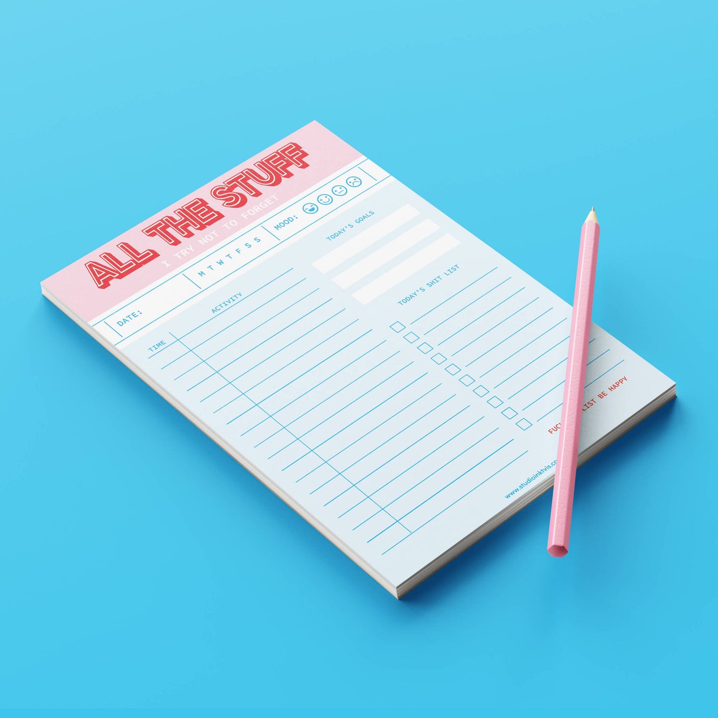 All The Stuff I Try Not to Forget Daily Planner Notepad – Funny & Functional | 6" x 8" | 50 Sheets by Studio Inktvis
