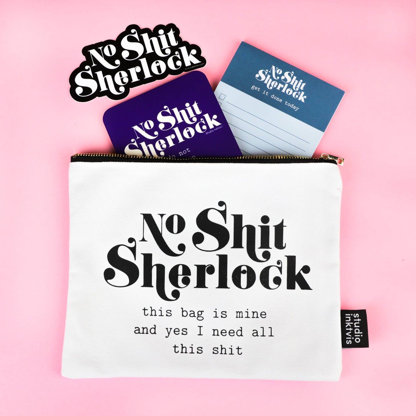 No Shit Sherlock Get It Done Today Notepad – Sarcastic To-Do List | 3.5" x 8.5" | 50 Sheets by Studio Inktvis