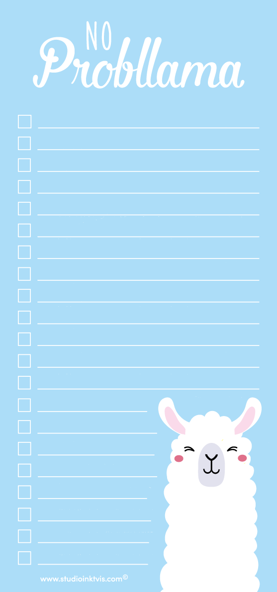 No Probllama Notepad β Cute Llama To-Do List Pad | 3.5" x 8.5" | 50 Sheets by Studio Inktvis