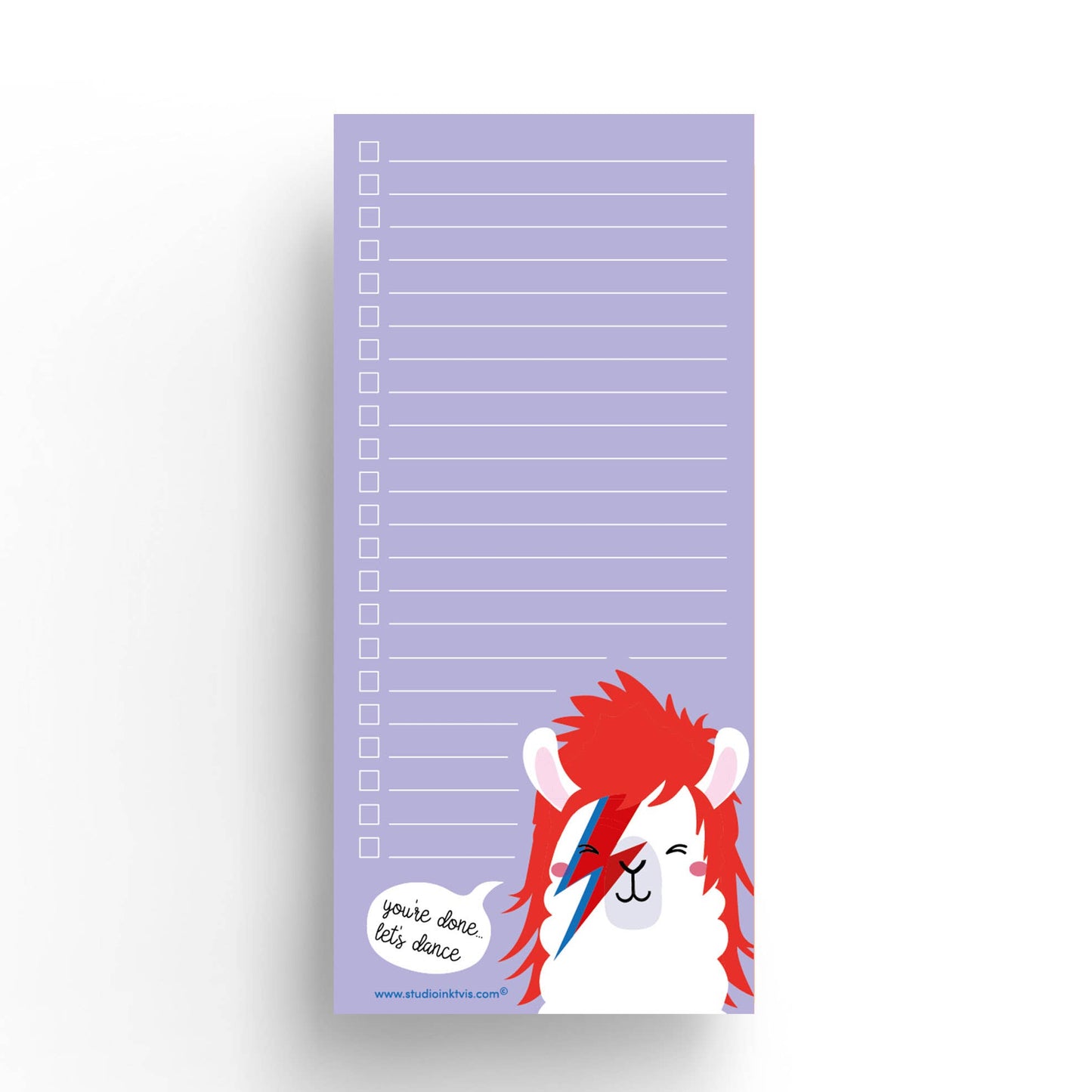 Let’s Dance Notepad – David Bowie Inspired Llama To-Do List | 3.5" x 8.5" | 50 Sheets by Studio Inktvis