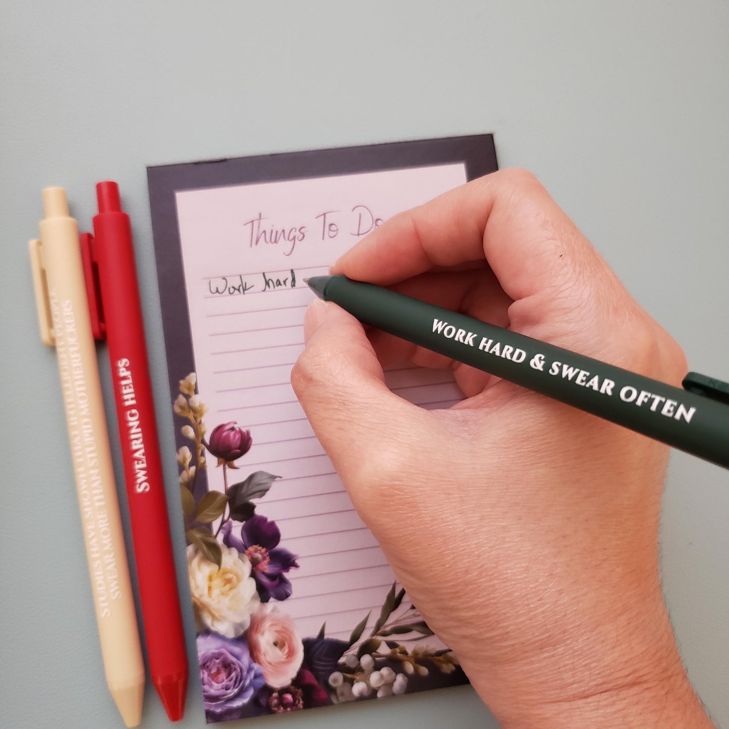 Cursing Pen Set | Funny Stationery Gift with Swear Words | Adult Pen Set | Coworker Gift Swearing Helps