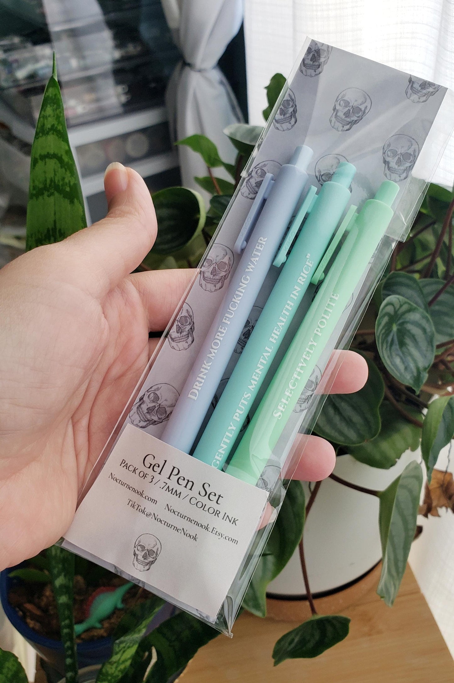 Funny Sweary Pen Set - Self Care Humor Stationery - Gift For Besties - Office Gift Drink More F. Water