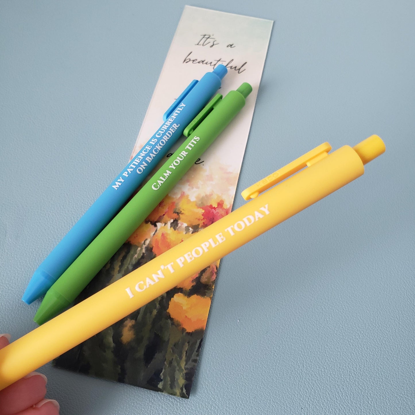 Snarky Pen Set - Funny Office Pens - Calm Your Tits - Sarcastic Gift for Coworkers - Gift for Besties