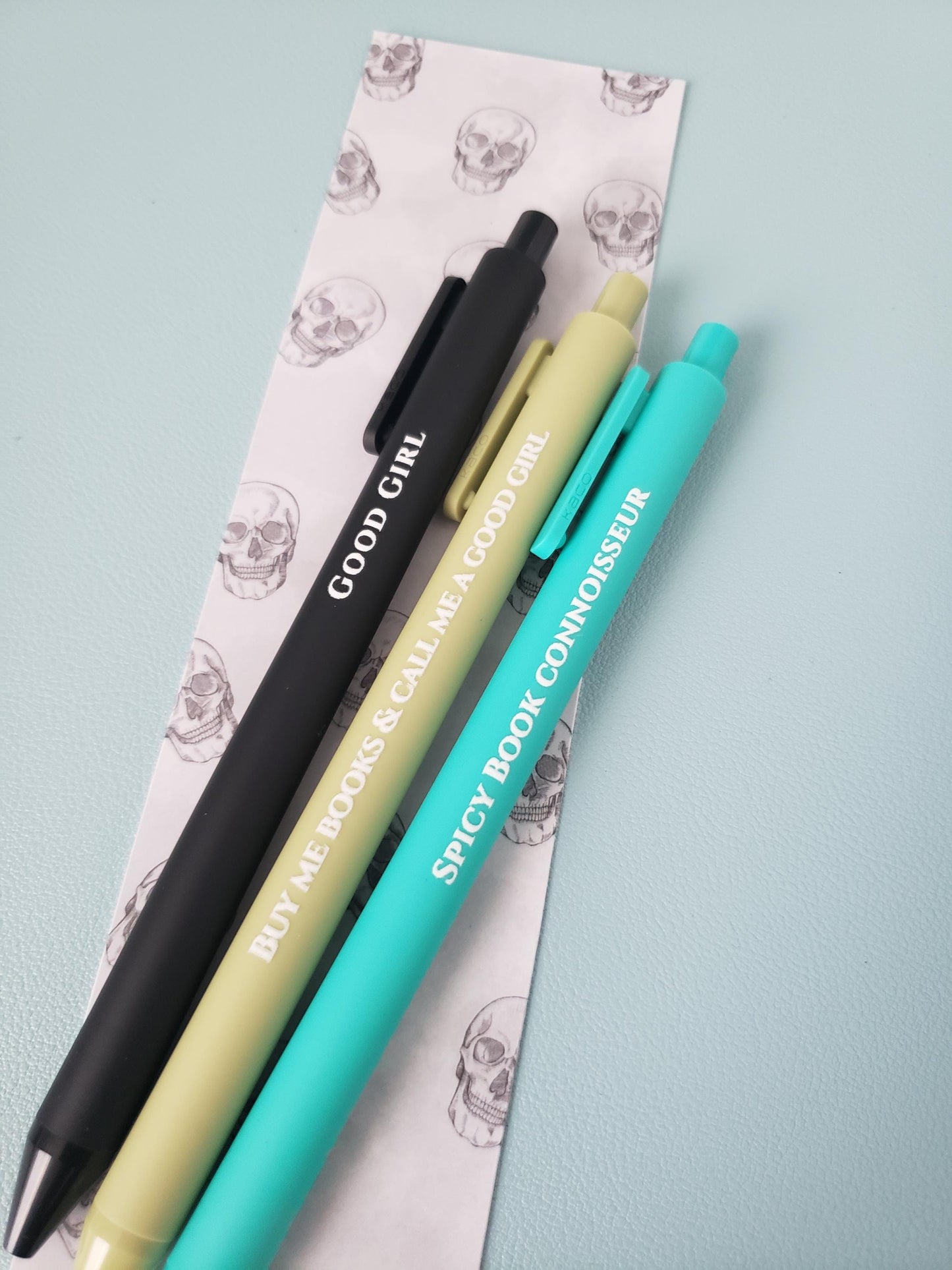 Spicy Romance Pen Set | “Good Girl”, “Spicy Book Connoisseur” | Funny Book Lover Gift, Smut Reader Stationery