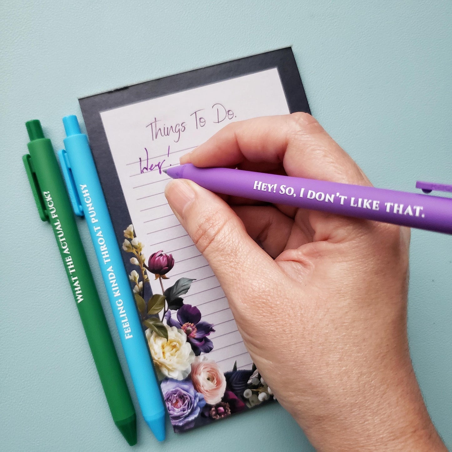 Sweary Pen Set | Funny Stationery Gift with Swear Words | Adult Pen Set | Coworker Gift Hey! So, I Don't Like That
