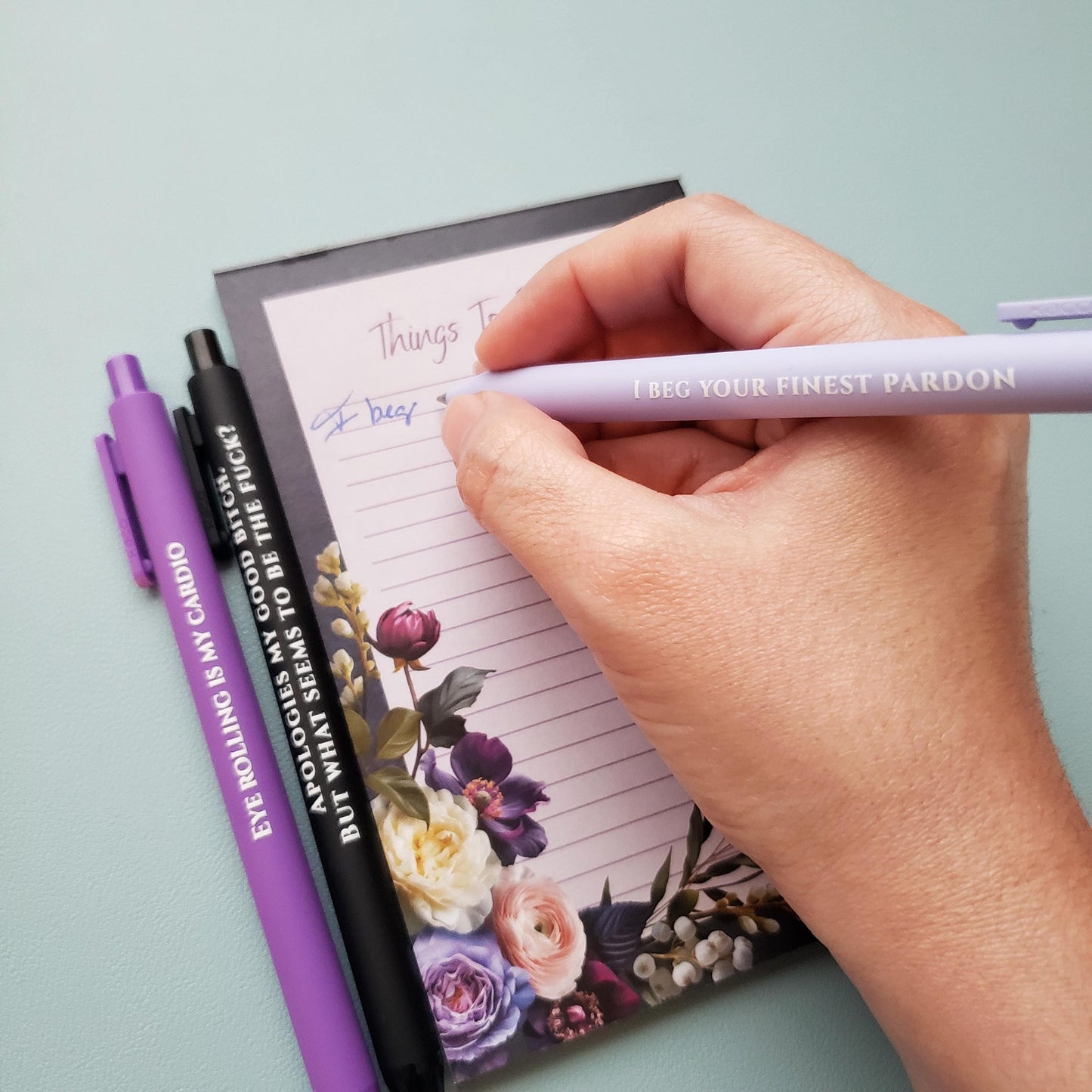 Sweary Snarky Pen Set | Funny Stationery Gift with Swear Words | Adult Pen Set | Coworker Gift Eye Rolling Is My Cardio