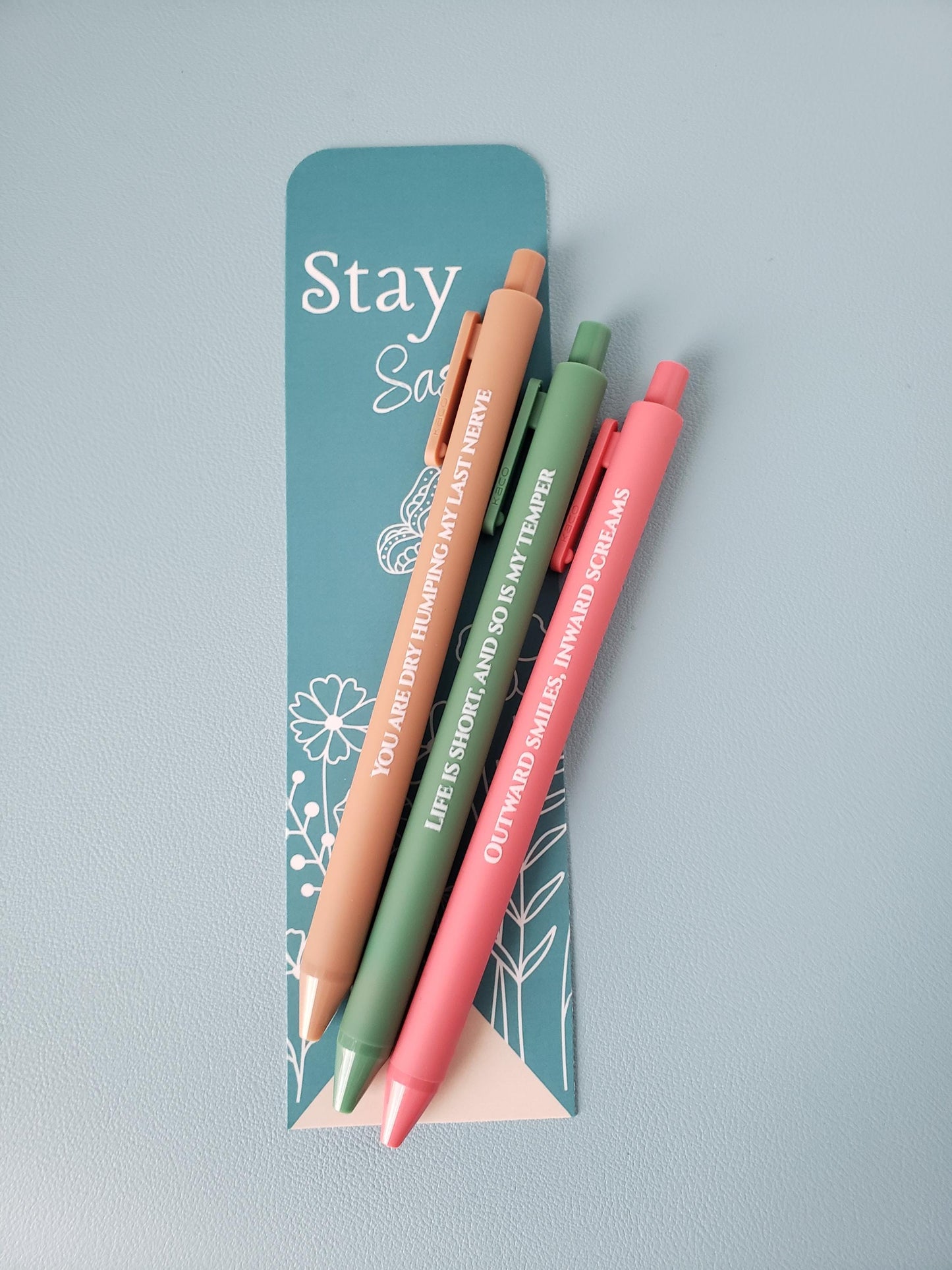 Snarky Pen Set for Adults Funny Office Supplies, Sarcastic Gift for Coworkers, Sweary Stationery, Novelty Pens for Work You Are Dry Humping