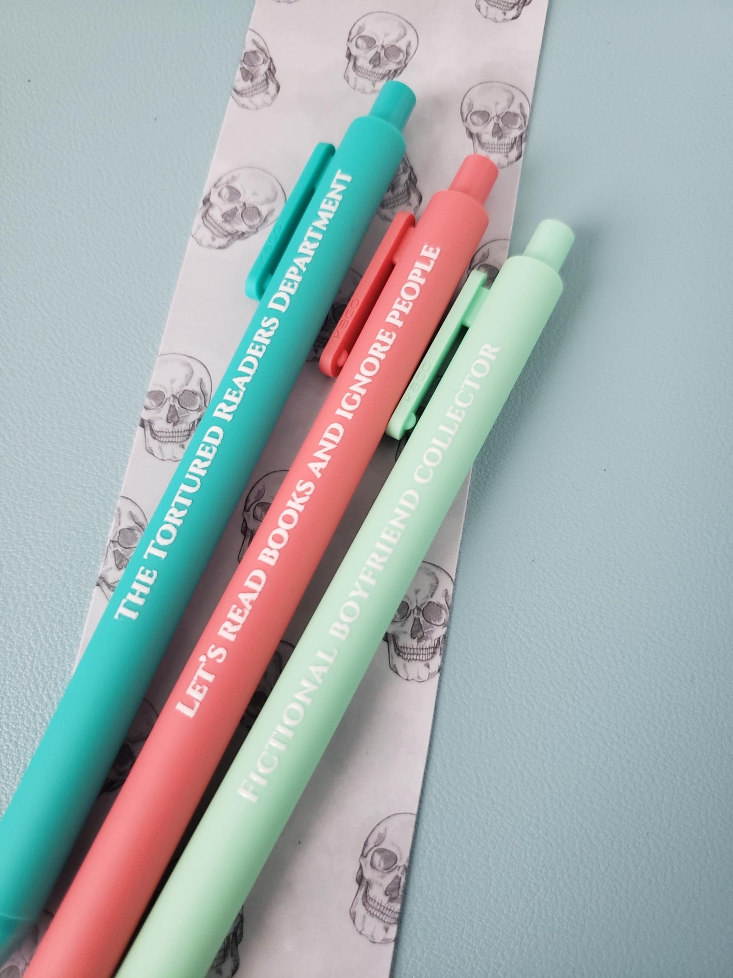 Funny Bookish Pen Set | “Tortured Readers Dept.”, “Fictional Boyfriend Collector” | Gifts for Readers, Book Lover Stationery