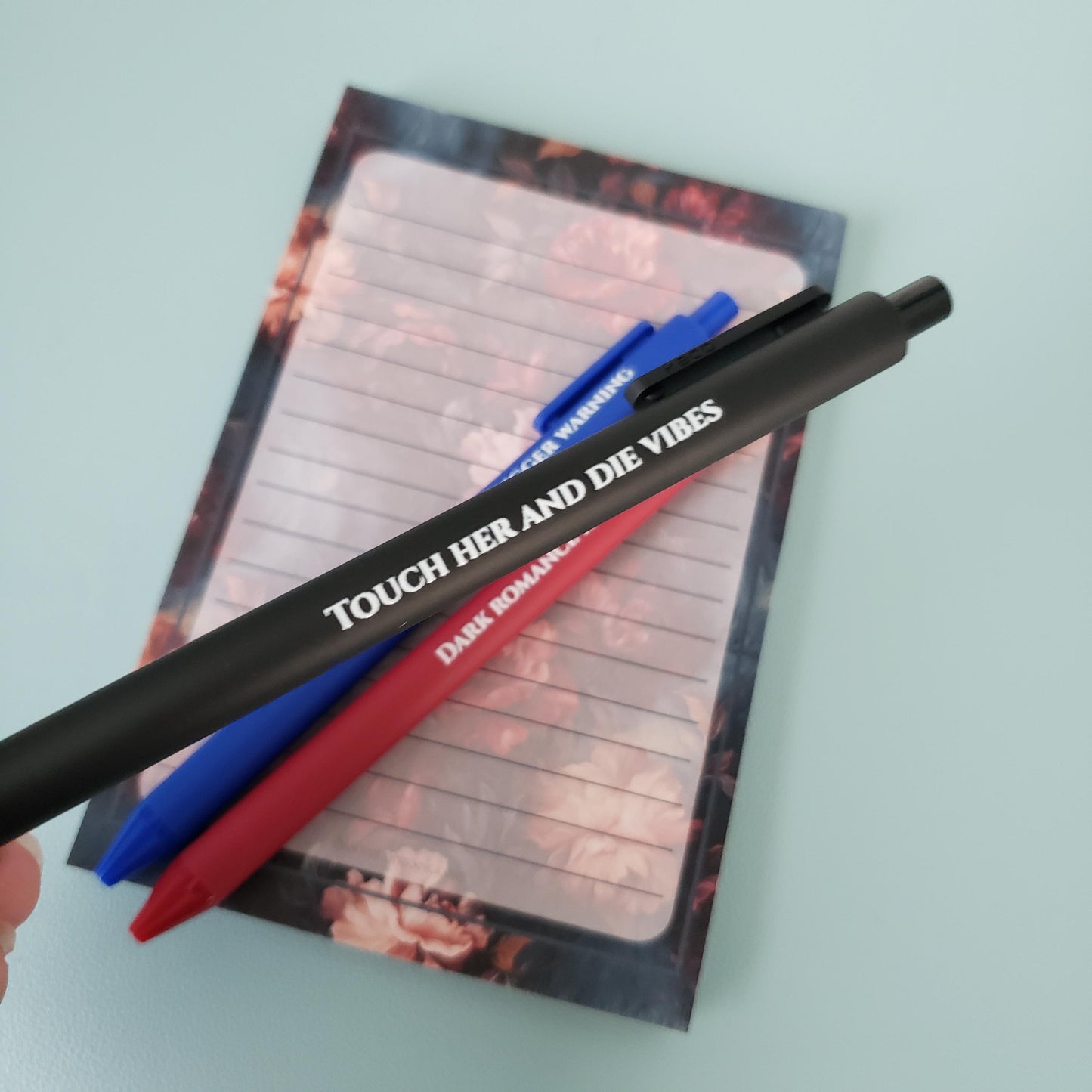 Dark Romance Pen Set | Bookish Gift for Dark Romance Readers | Spicy Book Pens | Colored Ink Pen Trio | Booktok Stationery
