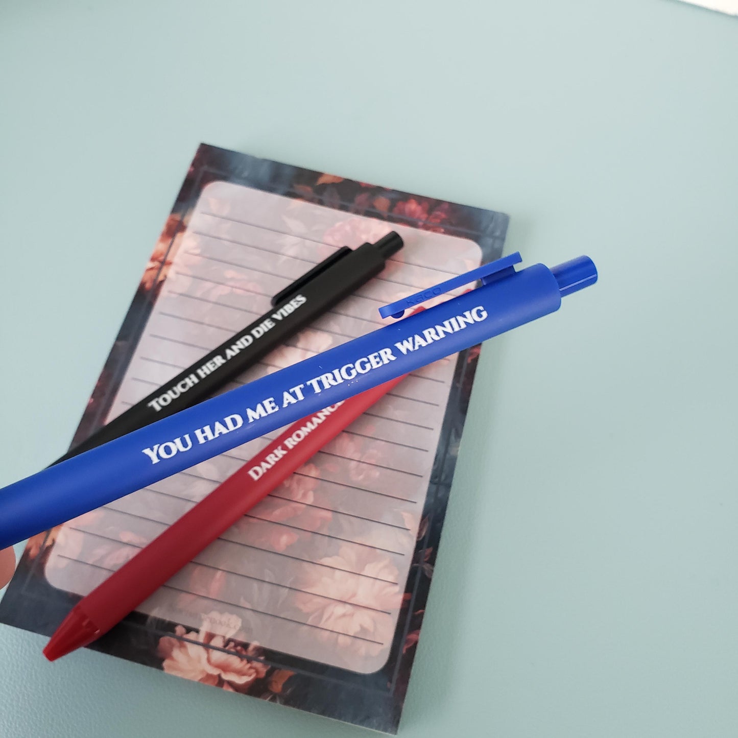Dark Romance Pen Set | Bookish Gift for Dark Romance Readers | Spicy Book Pens | Colored Ink Pen Trio | Booktok Stationery