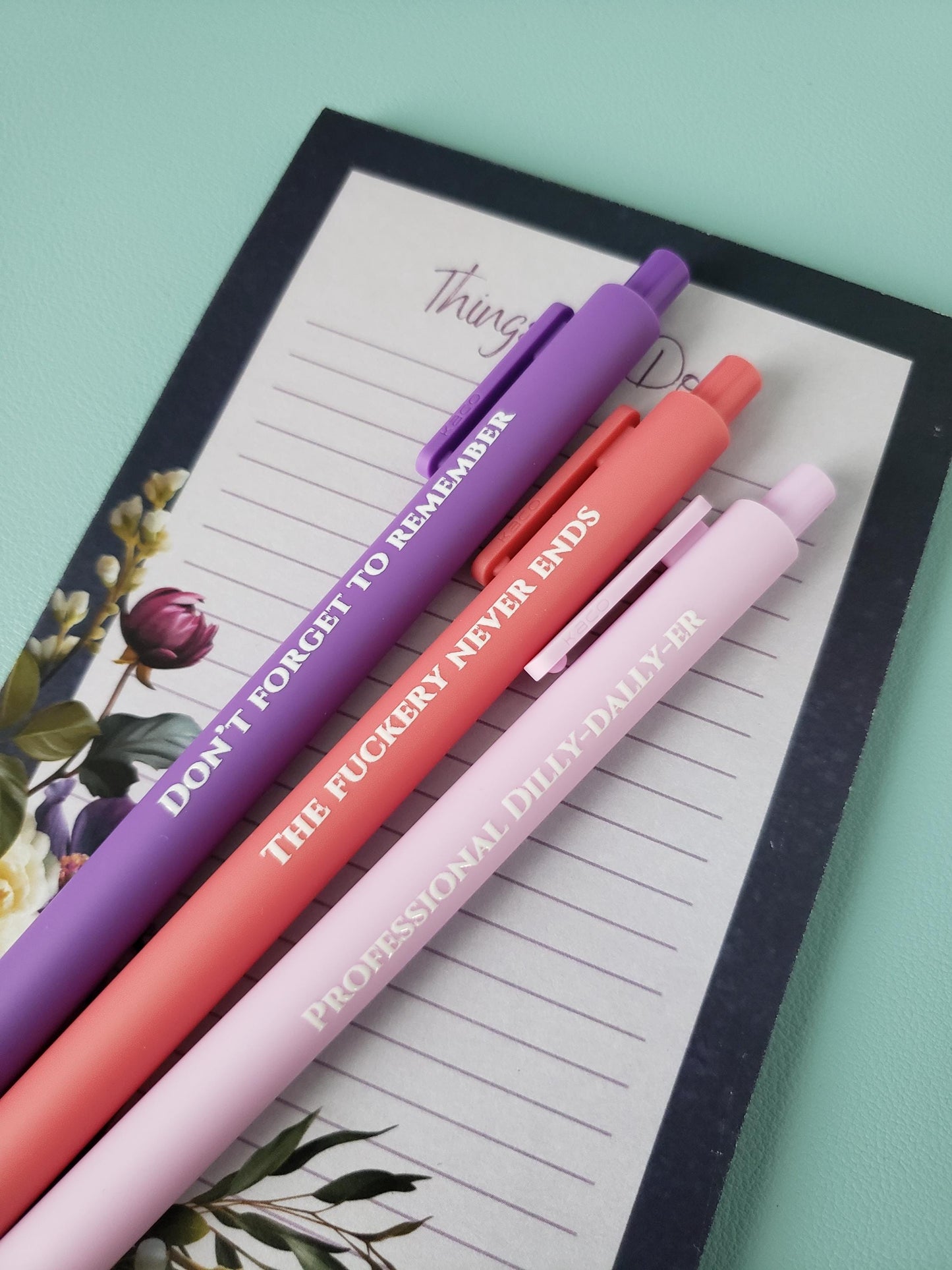 Snarky Pen Set – “Don’t Forget to Remember,” “Professional Dilly-Dally-er,” – Funny Office Pens, Gift for Coworker, Sarcastic Stationery