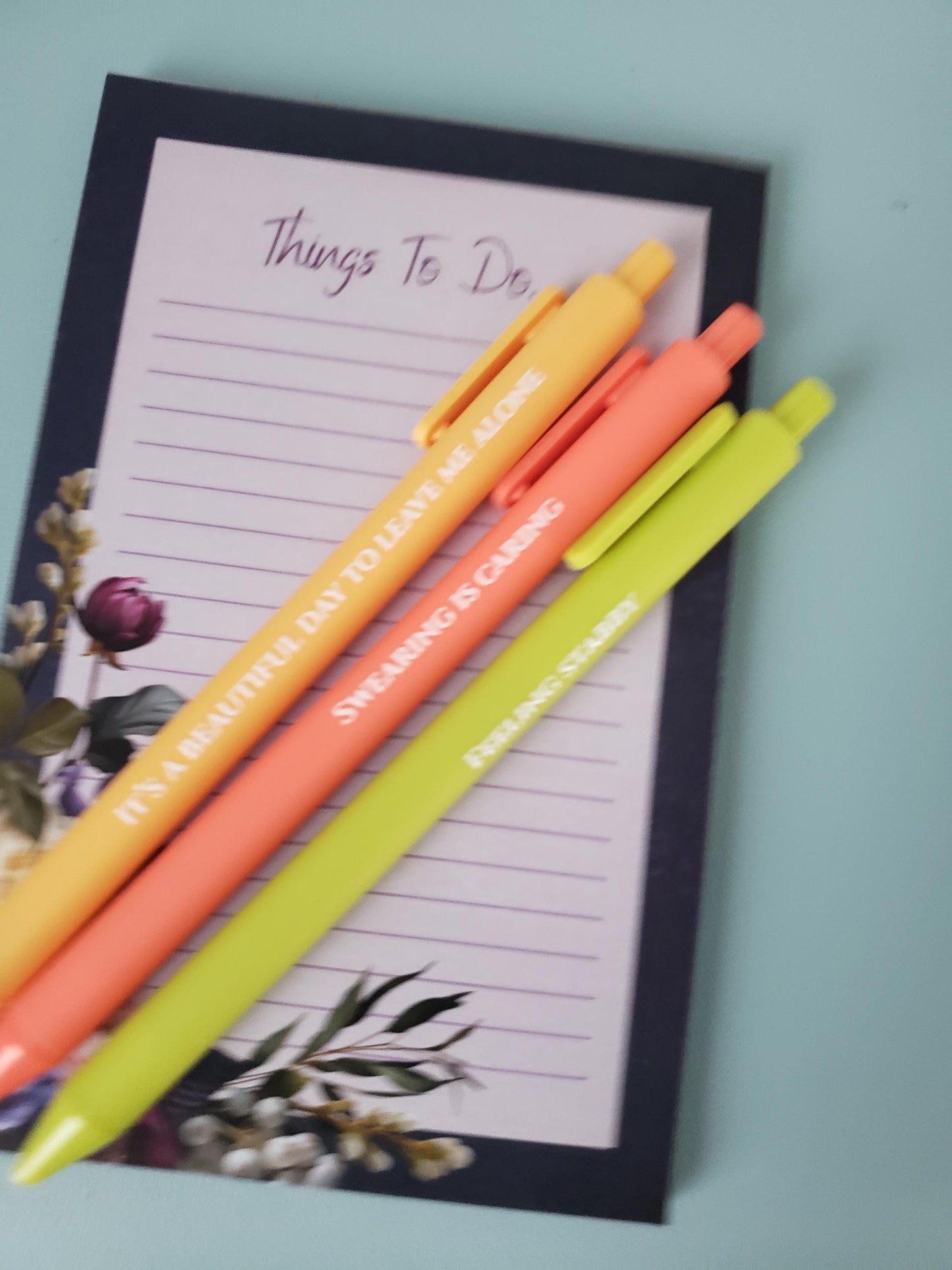 Snarky Pen Set | 3 Sarcastic Pens with Color Ink - Gift For Bestie Feeling Stabby
