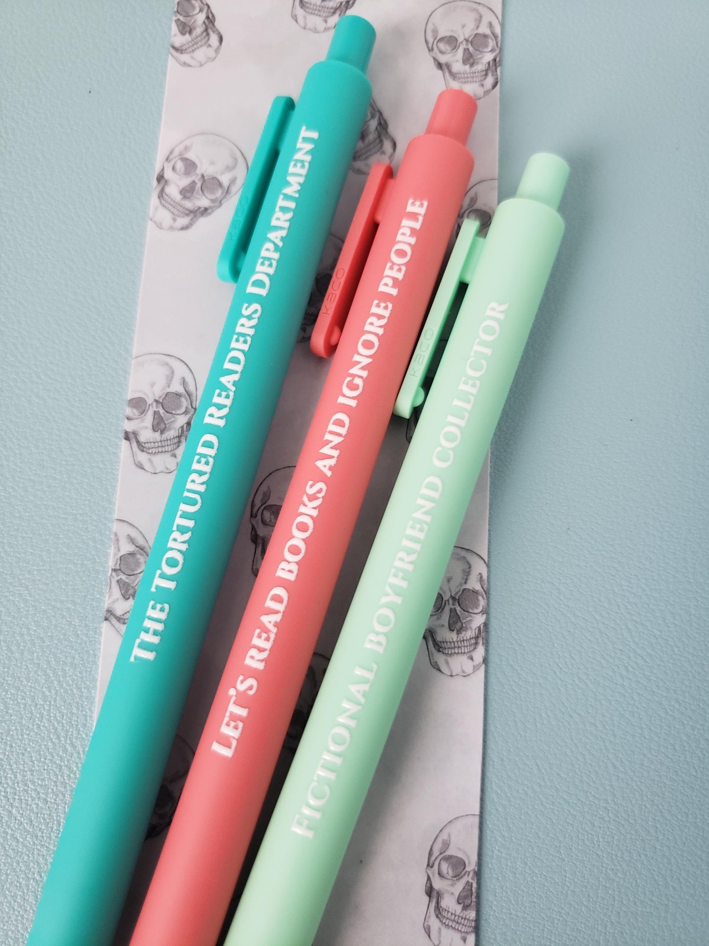 Funny Bookish Pen Set | “Tortured Readers Dept.”, “Fictional Boyfriend Collector” | Gifts for Readers, Book Lover Stationery