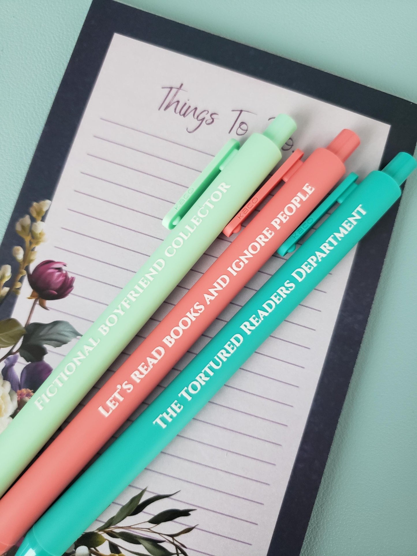 Funny Bookish Pen Set | “Tortured Readers Dept.”, “Fictional Boyfriend Collector” | Gifts for Readers, Book Lover Stationery