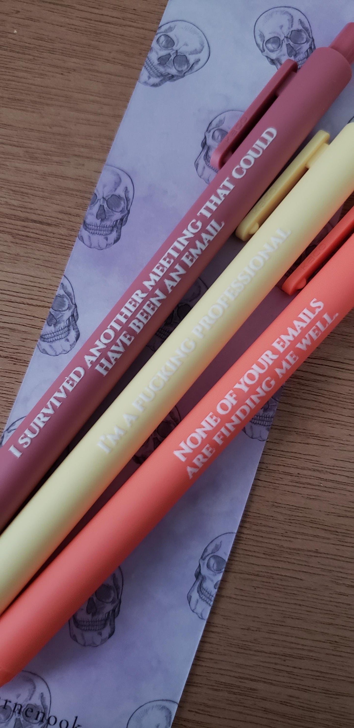 Cursing Pen Set | Funny Stationery Gift with Swear Words | Adult Pen Set | Coworker Gift None Of Your Emails Are Finding Me Well