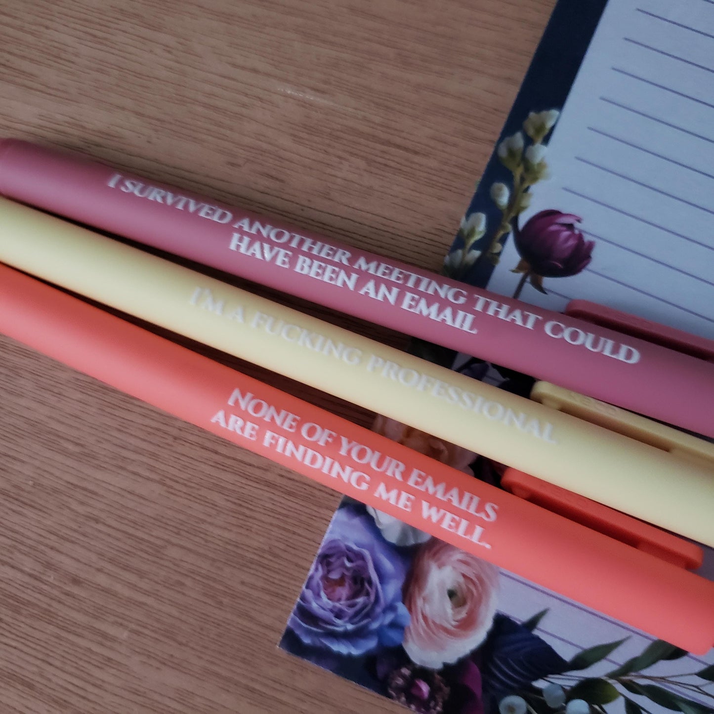Cursing Pen Set | Funny Stationery Gift with Swear Words | Adult Pen Set | Coworker Gift None Of Your Emails Are Finding Me Well