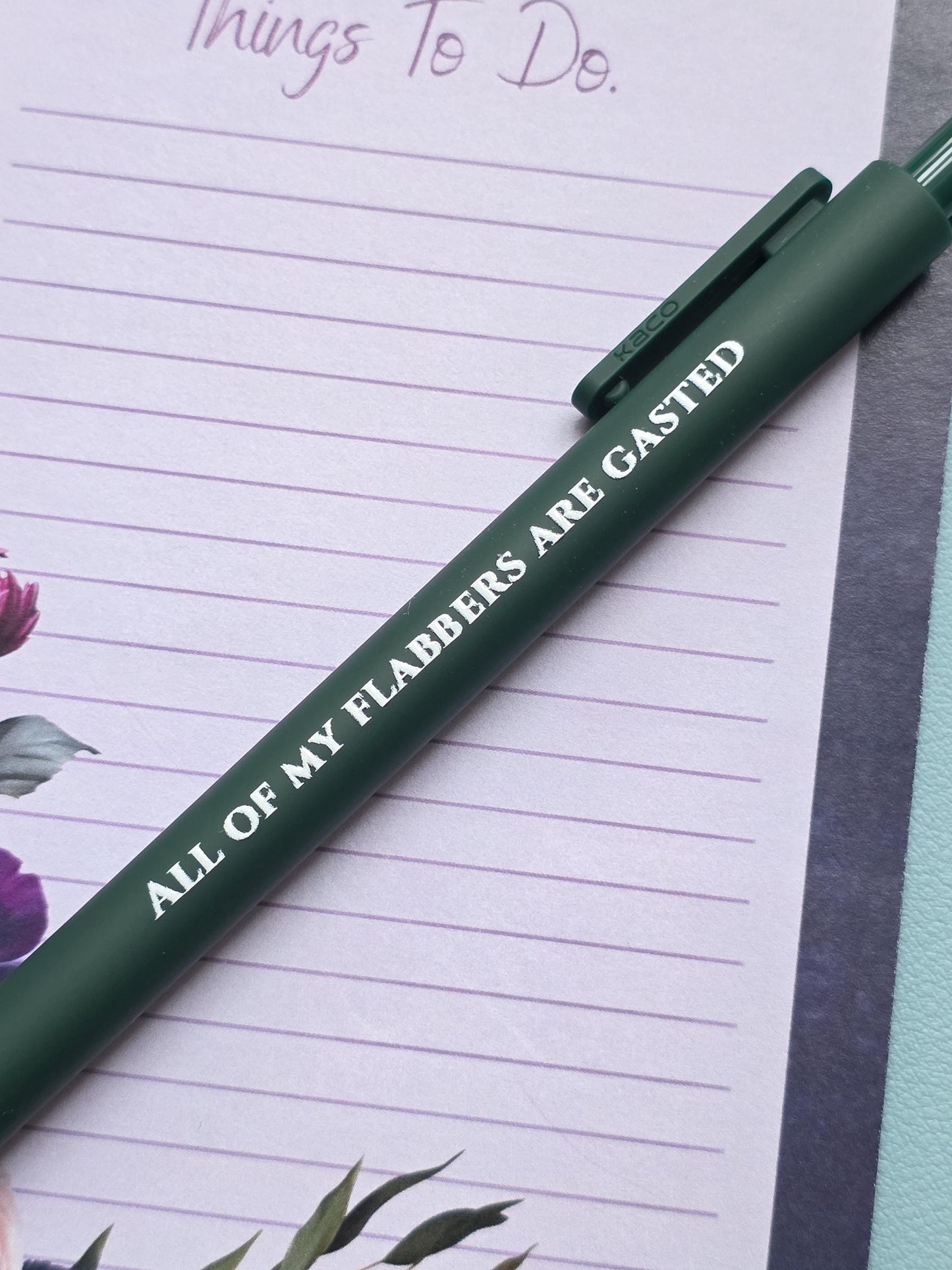 Snarky Humor Pen Set | 3 Sarcastic Pens with Color Ink - Gift For Bestie All Of My Flabbers Are Gasted