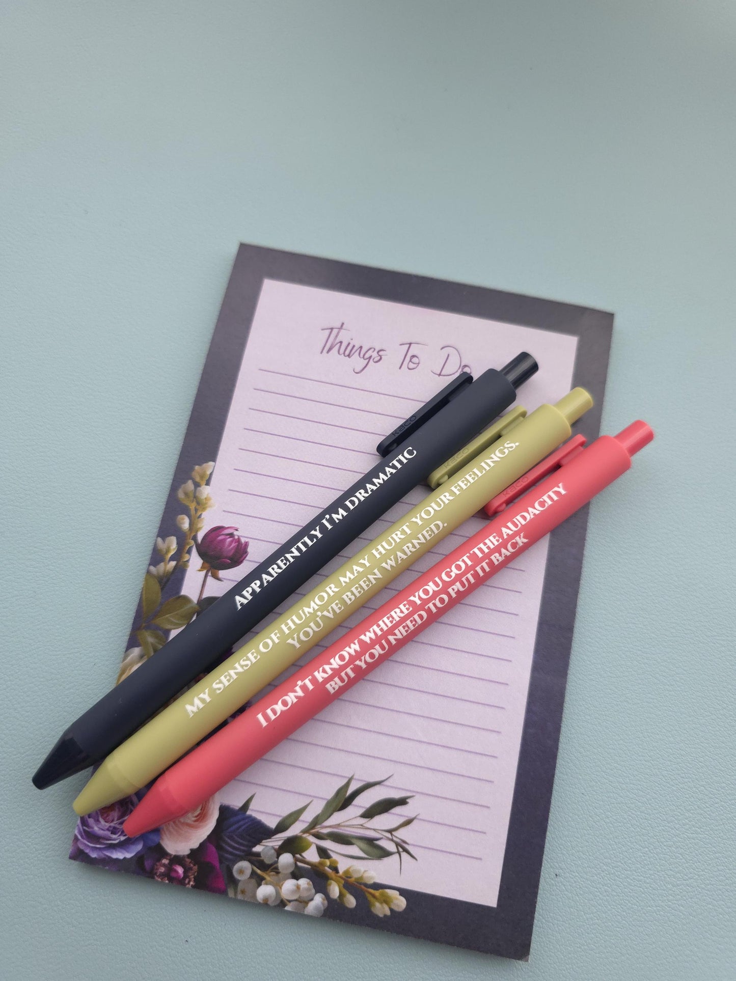 Snarky Adult Humor Pen Set | 3 Sarcastic Pens with Color Ink - Gift For Bestie Apparently I'm Dramatic