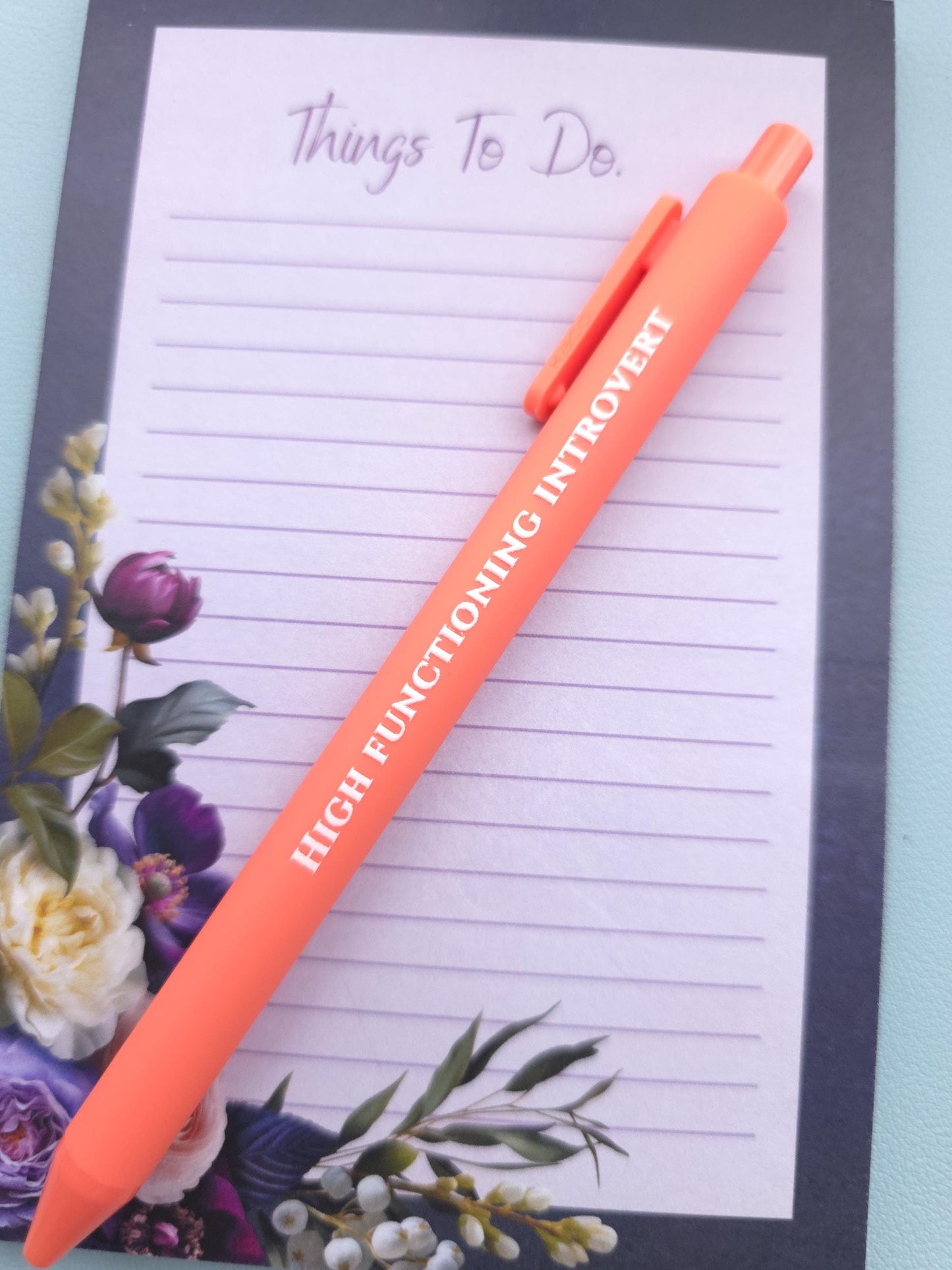 Pen Set for Introvert Adults | Snarky Sayings on Color Ink Pens | Gift for Besties Easily Distracted