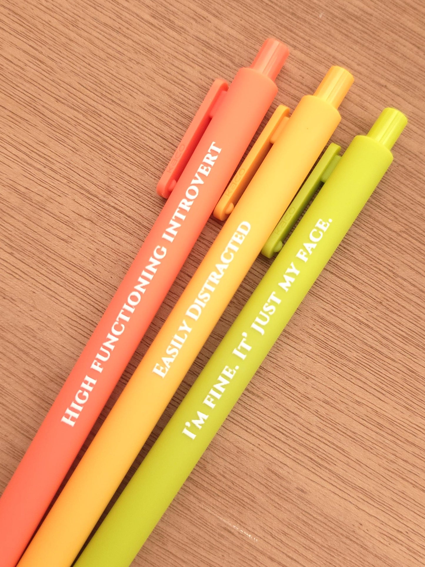 Pen Set for Introvert Adults | Snarky Sayings on Color Ink Pens | Gift for Besties Easily Distracted