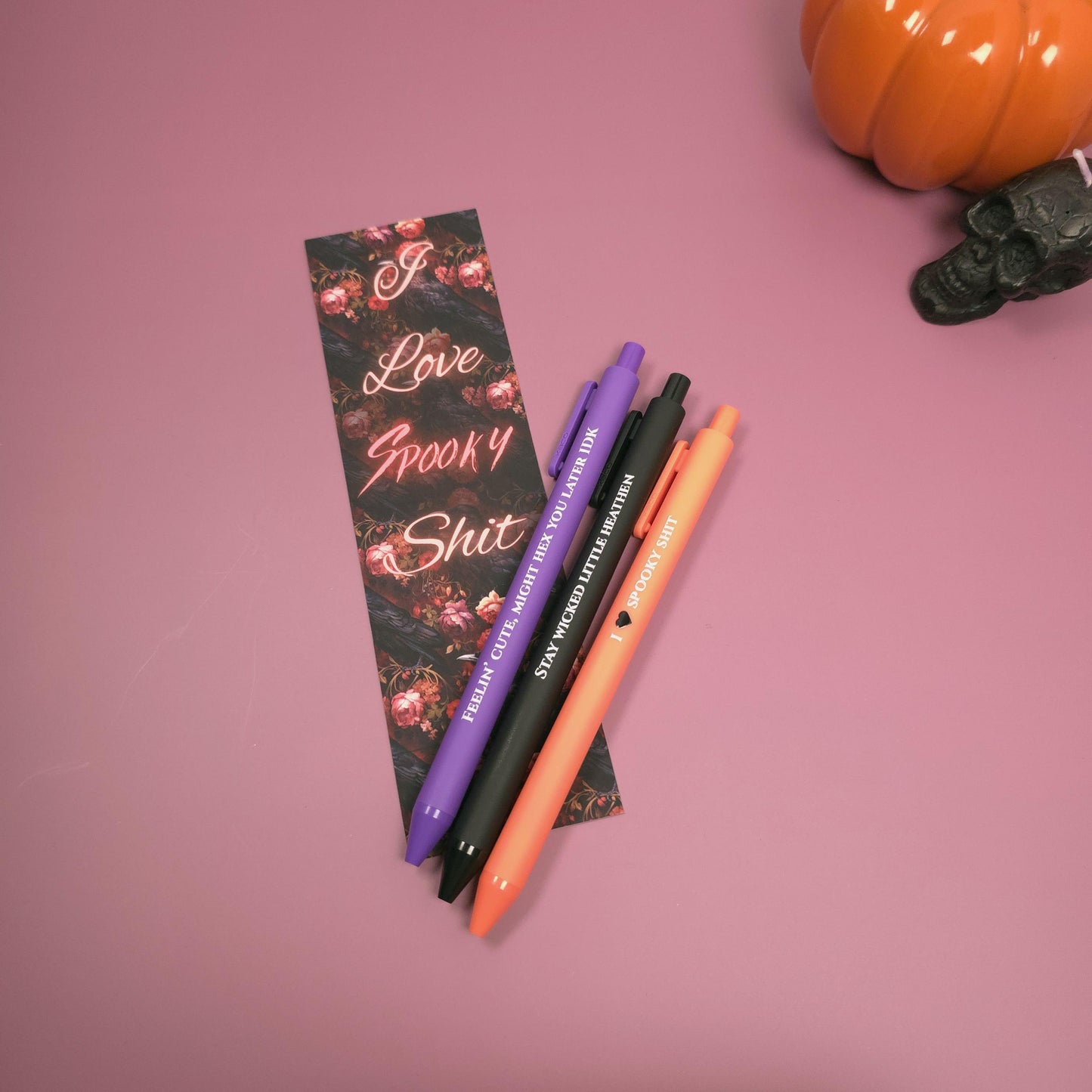 Halloween Gift Set For Her Spooky Notebook, Snarky Pen Set & Enamel Pin | Halloween Stationery Gift for Spooky Besties