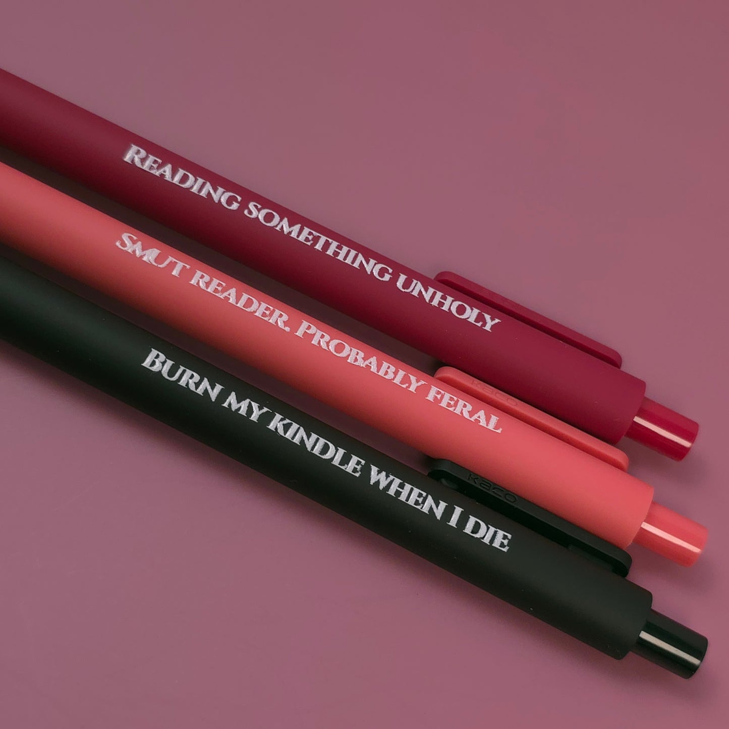 Reading Something Unholy Pen Set – Smut Reader Gift with Bookmark Insert | Optional Matching Notebook