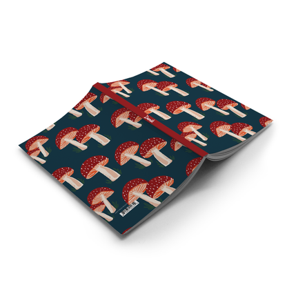 Navy Mushrooms Layflat Journal Notebook: Lined / Classic