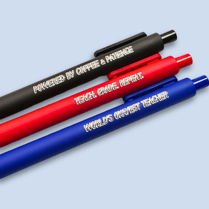 World's Okayest Teacher — Teacher Pen Set