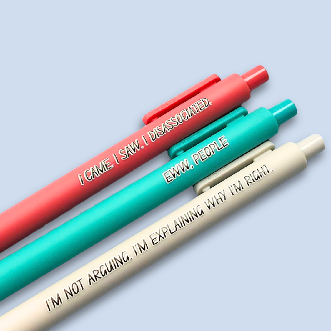 Snarky Pen Set | 3 Sarcastic Pens with Color Ink - Gift For Bestie Eww People