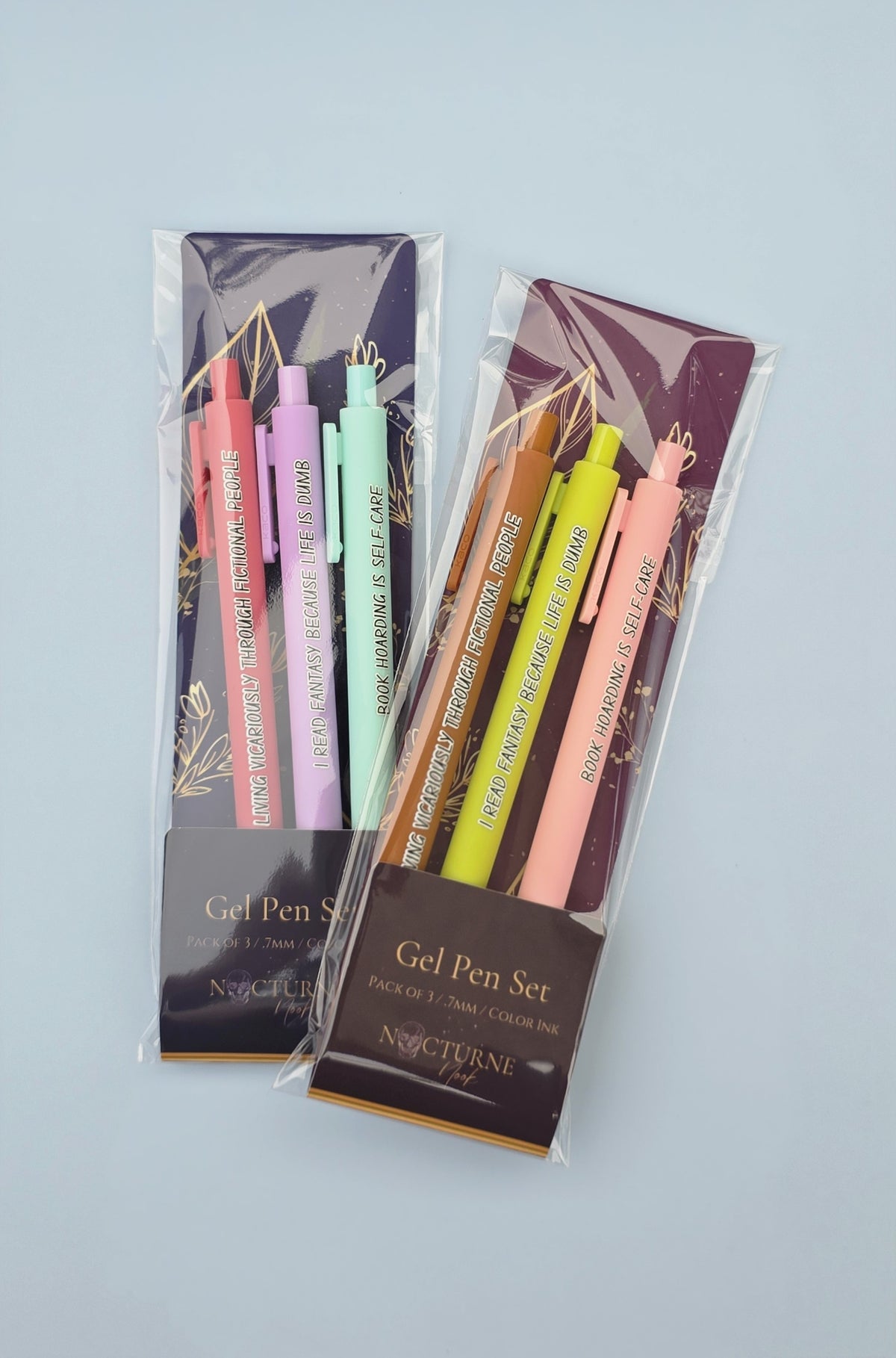 Fantasy Book Lover Pen Set | Funny Pens for Readers | “Book Hoarding is Self-Care” | Reader Gift, Bookish Stationery