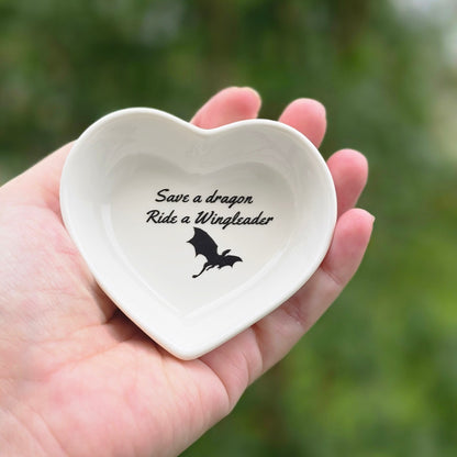 Save A Dragon Trinket Dish | Ceramic Jewelry & Ring Dish | Reading Gift