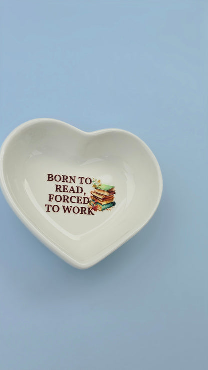 Book Lover Trinket Dish | Ceramic Jewelry & Ring Dish | Reading Gift   Born To Read