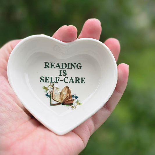 Ceramic trinket dish -  reading is self care