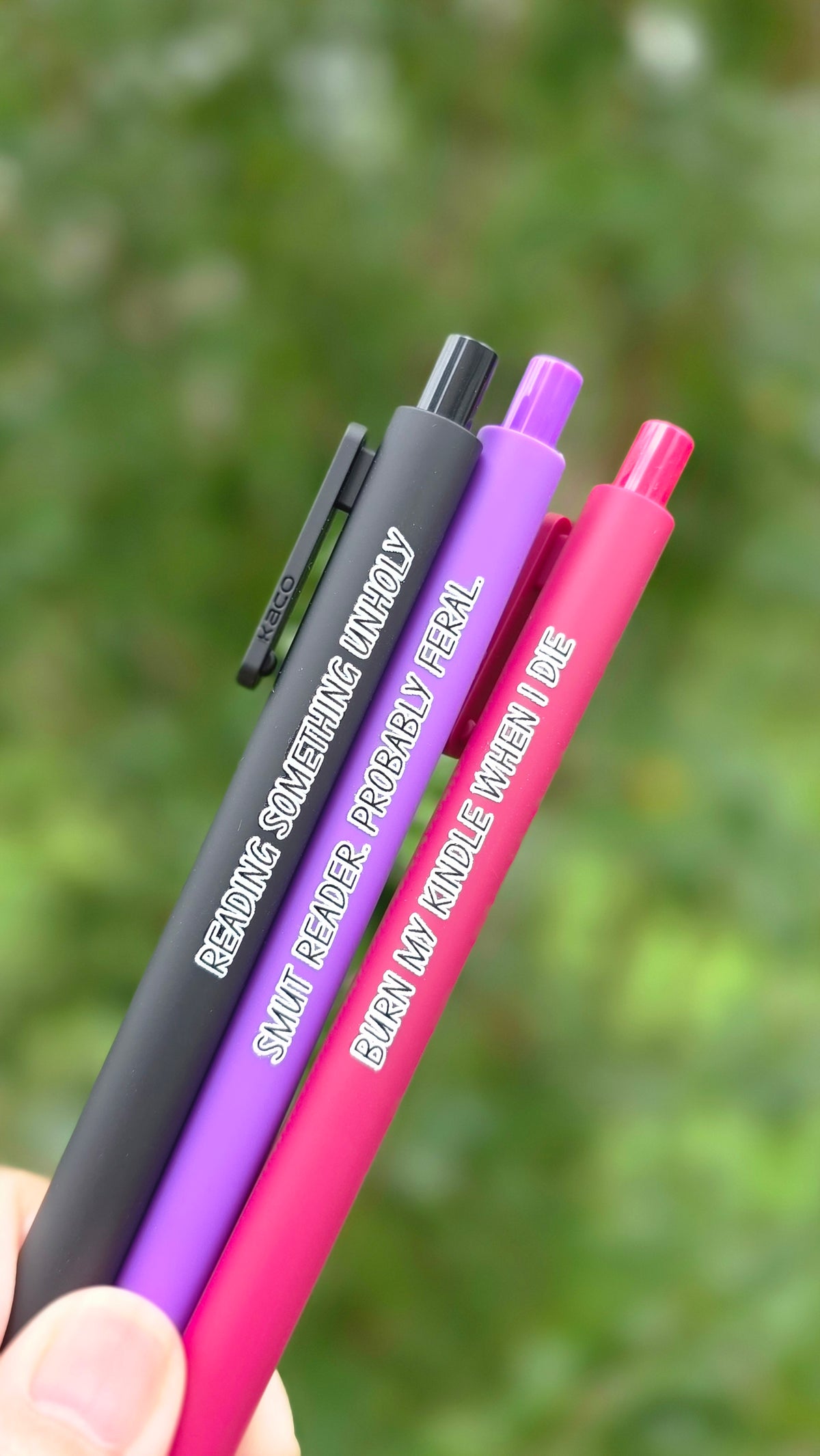 Reading Something Unholy Pen Set – Smut Reader Gift with Bookmark Insert | Optional Matching Notebook