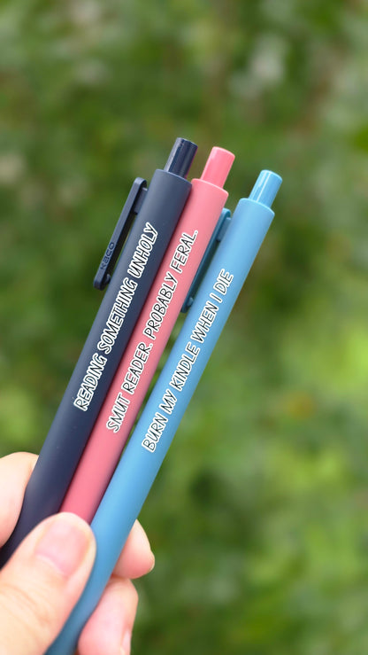 Reading Something Unholy Pen Set – Smut Reader Gift with Bookmark Insert | Optional Matching Notebook