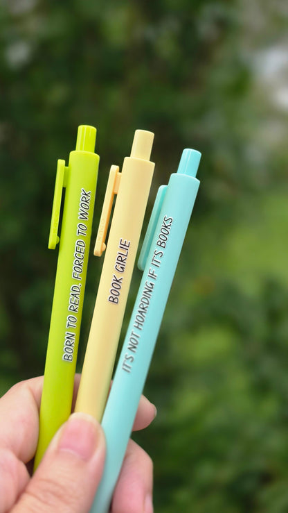 Book Lovers Pen Set - Annotations Pens - Book Girlie Gift - Booktok Born To Read Forced To Work
