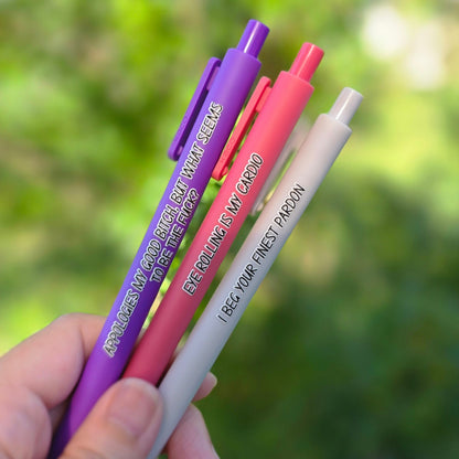 I beg your finest pardon pen set set of 3