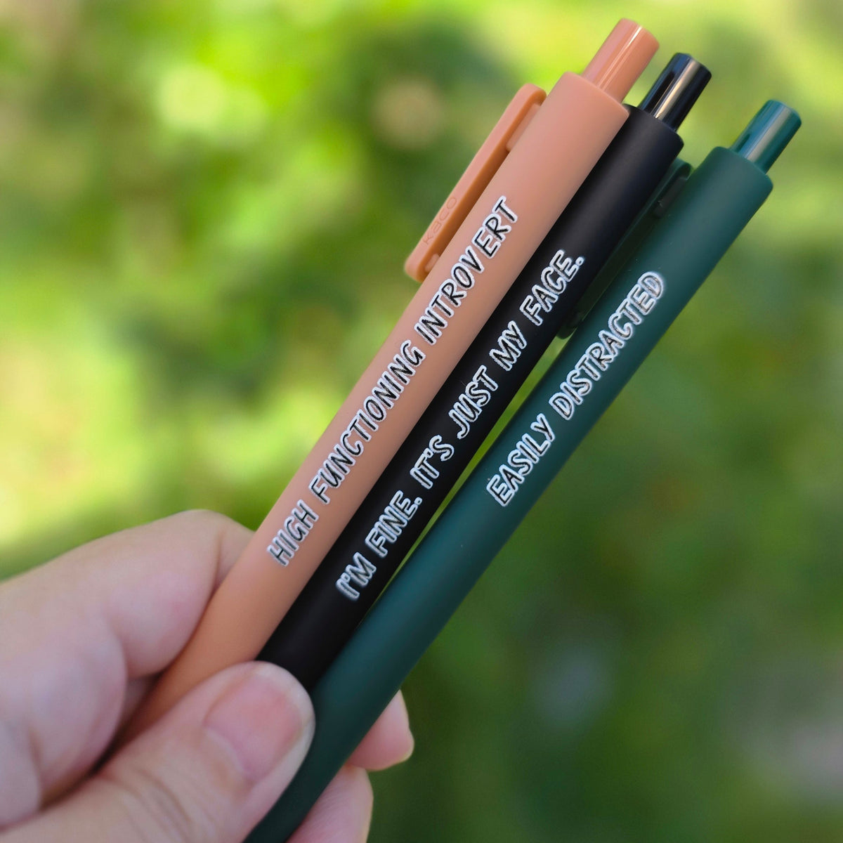 Pen Set for Introvert Adults | Snarky Sayings on Color Ink Pens | Gift for Besties Easily Distracted