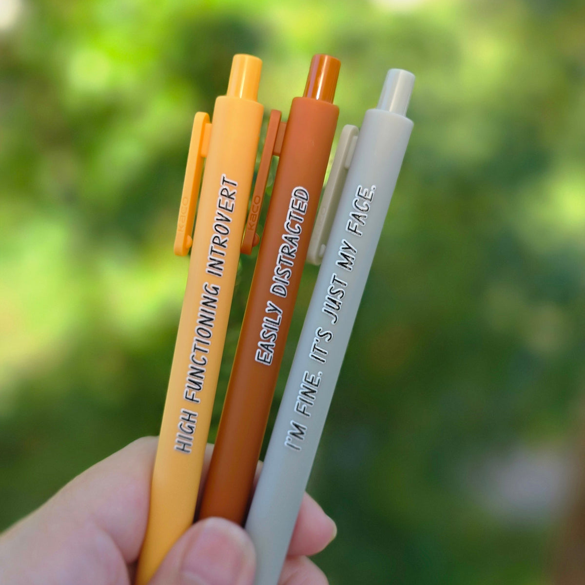 Pen Set for Introvert Adults | Snarky Sayings on Color Ink Pens | Gift for Besties Easily Distracted