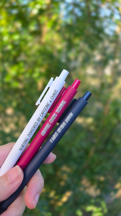 Coffee. Chart. Repeat. — Nursing Pen Set