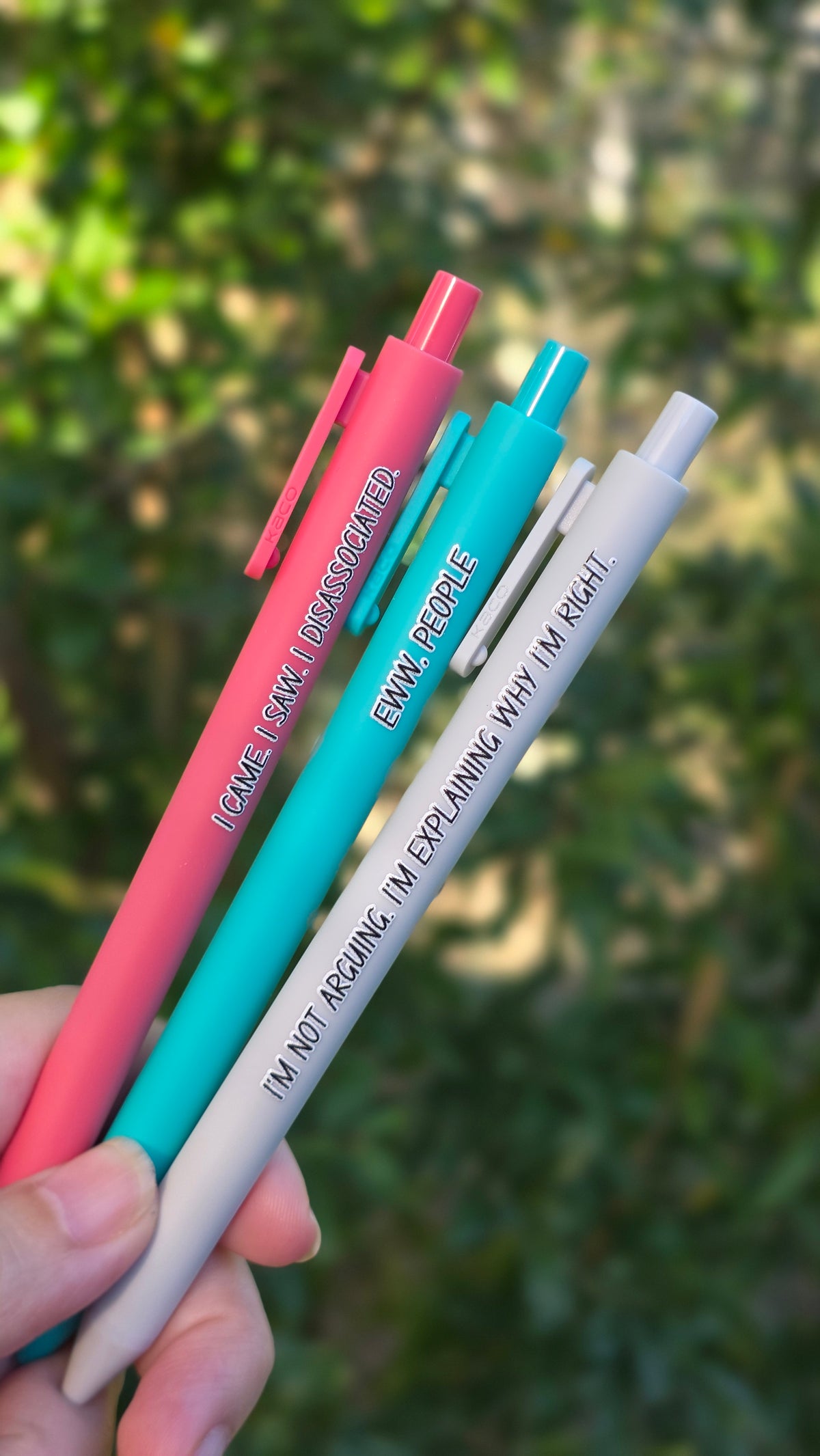 Snarky Pen Set | 3 Sarcastic Pens with Color Ink - Gift For Bestie Eww People