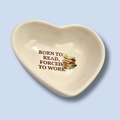 Book Lover Trinket Dish | Ceramic Jewelry & Ring Dish | Reading Gift   Born To Read