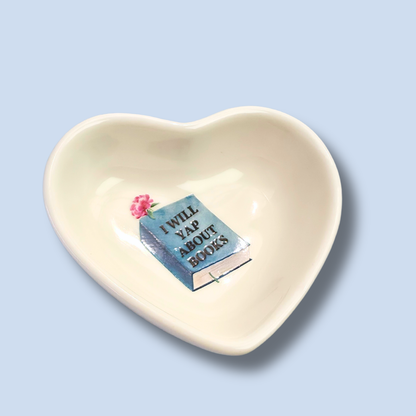 Book Lover Trinket Dish | Ceramic Jewelry & Ring Dish | Reading Gift   Bookish Desk Decor | I Will Yap