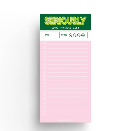 Seriously Long F*cking List Notepad – Sweary To-Do List for Overwhelmed Adults | 3.5" x 8.5" | 50 Sheets by Studio Inktvis