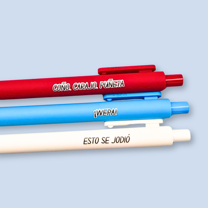 Puerto Rican Pen Set | ¡WEPA! Coño Carajo Puñeta | Funny Boricua Pens | Esto Se Jodió | Latinx Stationery Gift