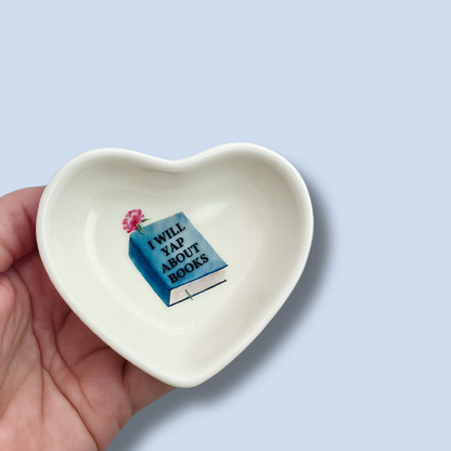 Book Lover Trinket Dish | Ceramic Jewelry & Ring Dish | Reading Gift   Bookish Desk Decor | I Will Yap
