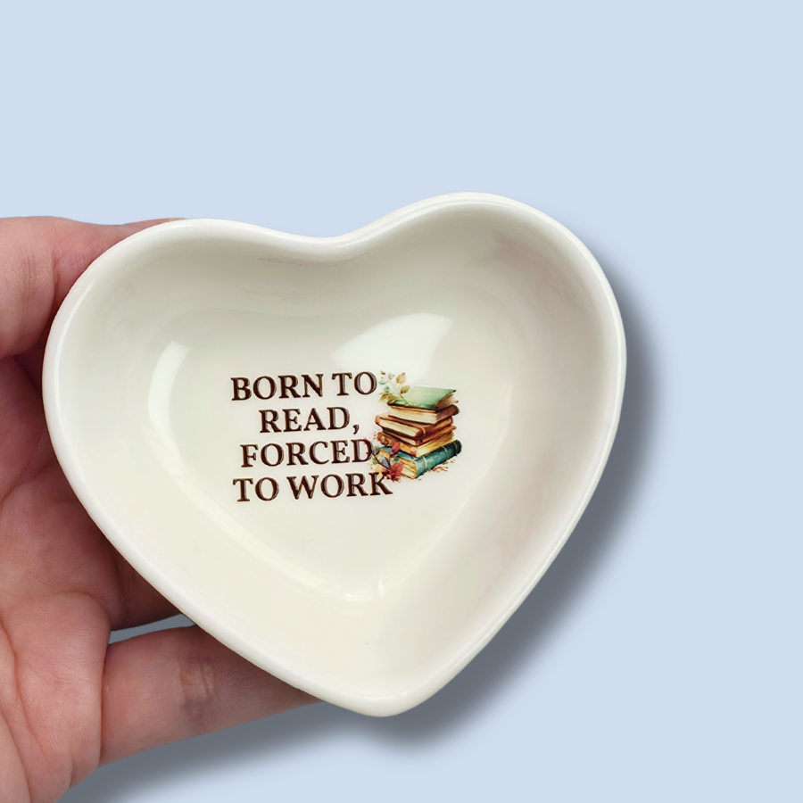 Book Lover Trinket Dish | Ceramic Jewelry & Ring Dish | Reading Gift   Born To Read