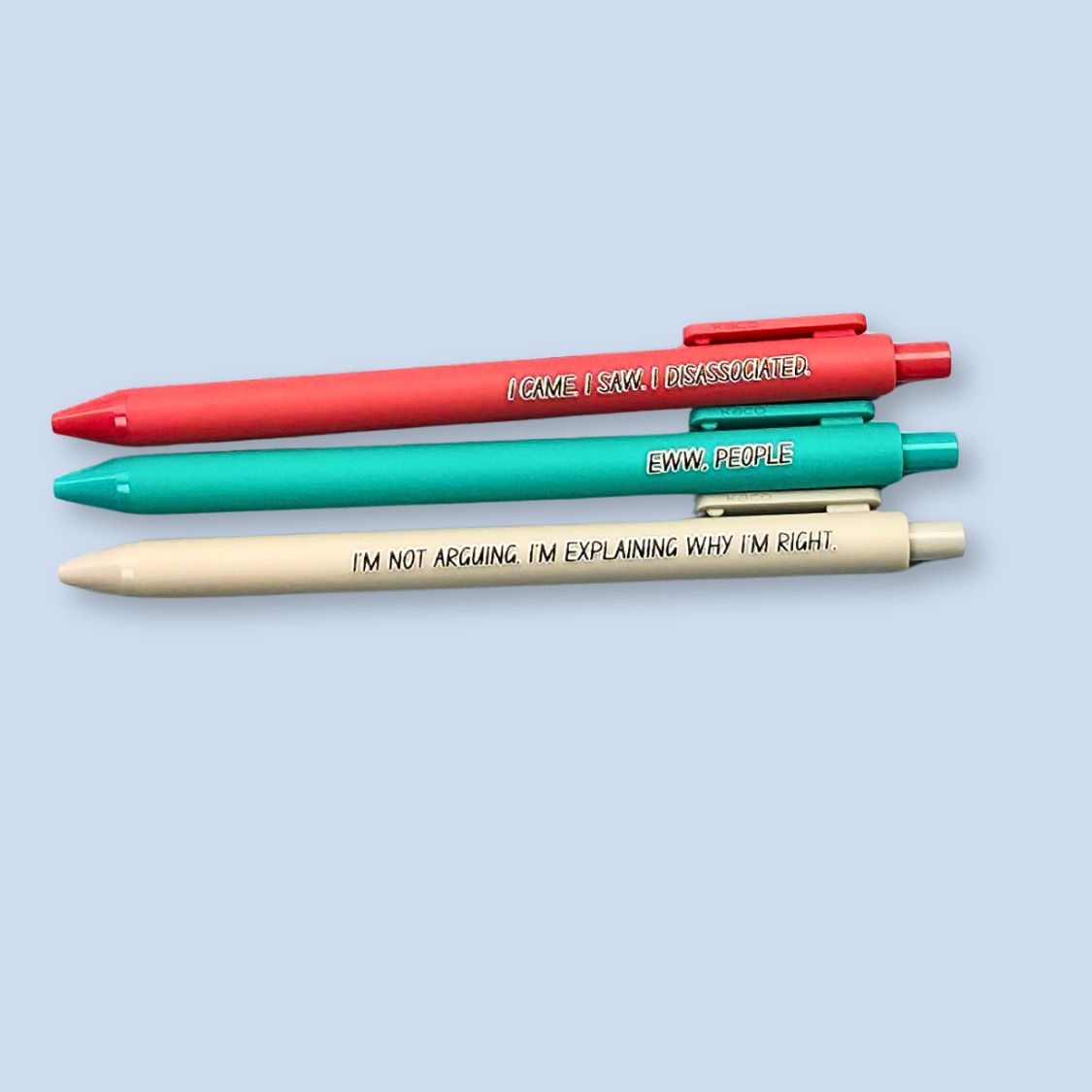 Snarky Pen Set | 3 Sarcastic Pens with Color Ink - Gift For Bestie Eww People